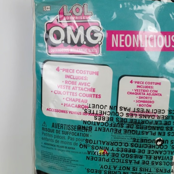 L.O.L. Surprise O.M.G. Neonlicious Costume Size Small (4–6) Complete 4-Piece - Picture 7 of 7